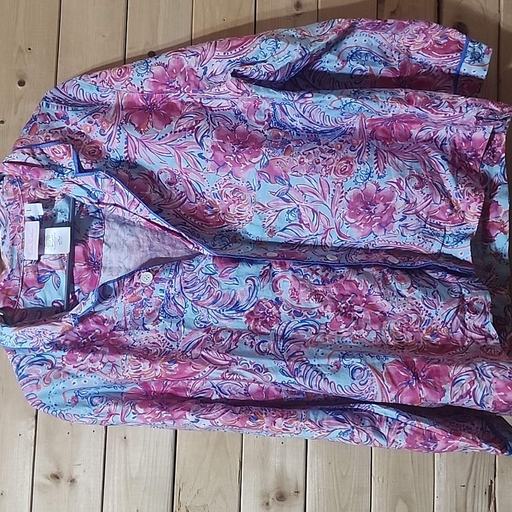 Pottery Barn Teen Lilly Pulitzer Floral Pajama Top Size Large
